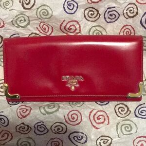 Prada red long wallet
